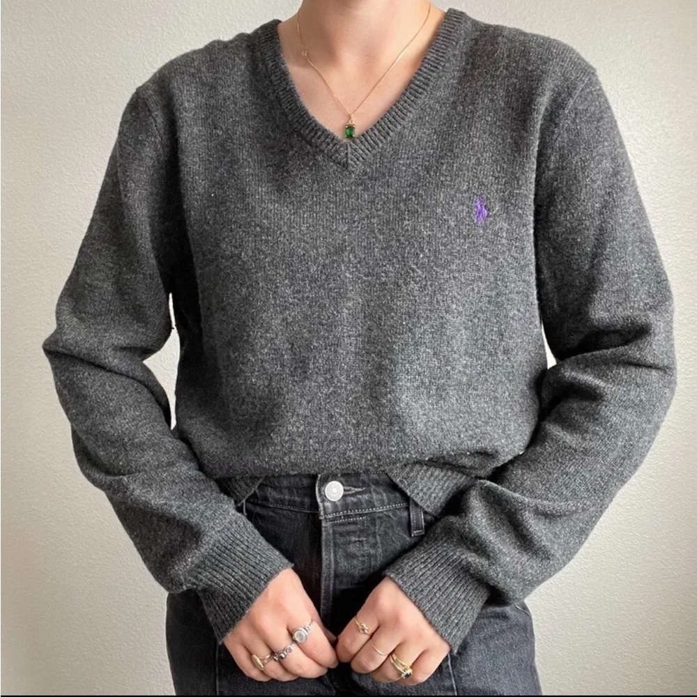 Ralph Lauren POLO v-neck sweater grey Size M